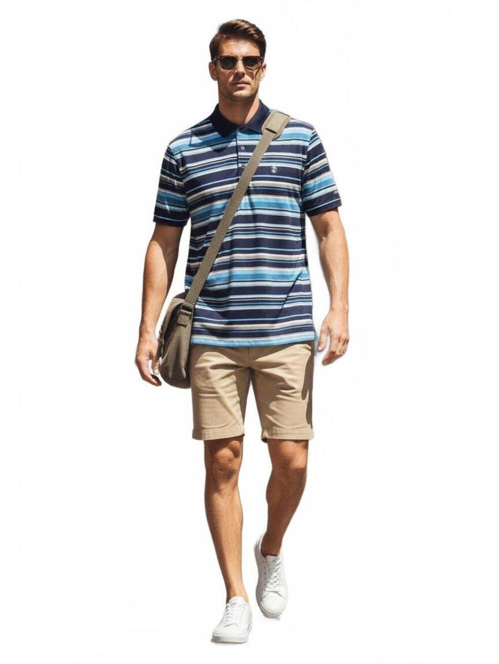 IZOD Men Large Golf Polo Shirt Striped Performance